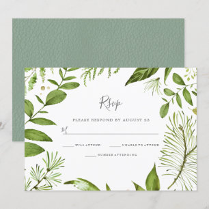 Invitation Réponse de mariage d'été de printemps de verdure m