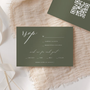 Invitation Réponse de Mariage Écriture Élégante Moderne Olive