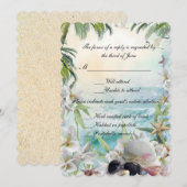 Invitation Réponse de mariage élégant floral tropical de plag (Devant / Derrière)
