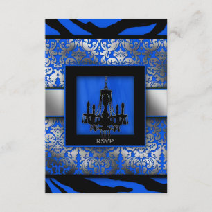 Invitation Réponse de mariage élégant lustre Zèbre Bleu
