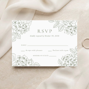 Invitation Réponse de mariage élégante aux hortensias verts f