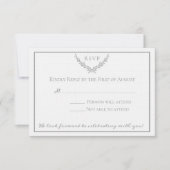 Invitation Réponse de mariage élégante en marbre et couronne (Devant)