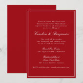 Invitation Réponse de mariage élégante en script rouge classi (Devant / Derrière)