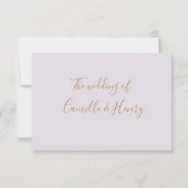 Invitation Réponse de mariage élégante type bleu foncé or lil (Dos)