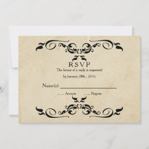 Invitation Réponse de mariage élégante vintage