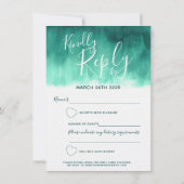 Invitation Réponse de mariage en art moderne abstrait émeraud (Dos)