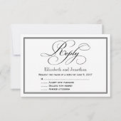 Invitation Réponse de mariage en calligraphie noir et blanc (Devant)