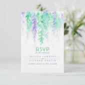 Invitation Réponse de mariage en cascade de couleur verte et (Debout devant)