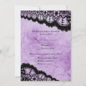 Invitation Réponse de mariage en dentelle noire grunge violet (Devant)