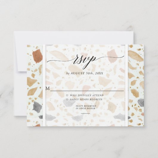 Invitation Réponse de mariage en terre cuite Terrazzo rétro m (Devant)