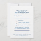 Invitation Réponse de mariage en texte gras bleu et blanc RSV (Dos)