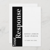 Invitation Réponse de mariage en texte gras noir et blanc (Devant / Derrière)