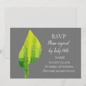 Invitation Réponse de mariage feuille verte éco nature (Devant / Derrière)