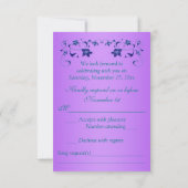 Invitation Réponse de mariage Fleurs de coeur violet sarcelle (Dos)