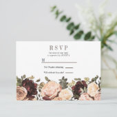 Invitation Réponse de mariage Fleurs de feuillage floral rose (Debout devant)