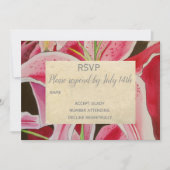 Invitation Réponse de mariage Fleurs de lys roses art rustiqu (Devant)
