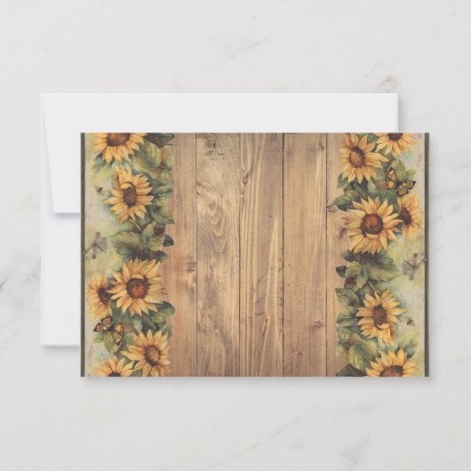 Invitation Réponse de mariage Fleurs de soleil et papillons d (Dos)