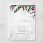 Invitation Réponse de Mariage Flocon de Neige Branches d'Hive (Devant)
