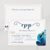 Invitation Réponse de mariage floral aquarelle Bohème Indigo  (Devant / Derrière)