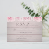 Invitation Réponse de mariage floral chic rustique aux roses  (Debout devant)