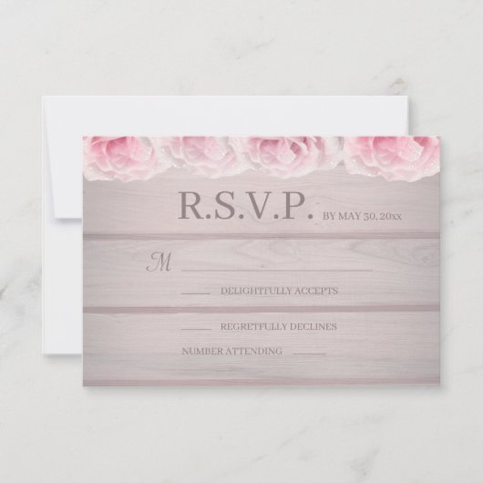 Invitation Réponse de mariage floral chic rustique avec des r (Devant)