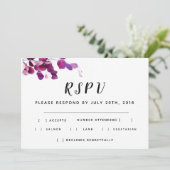 Invitation Réponse de mariage floral violet (Debout devant)