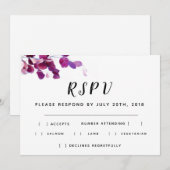 Invitation Réponse de mariage floral violet (Devant / Derrière)