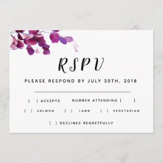 Invitation Réponse de mariage floral violet