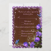 Invitation Réponse de mariage floral violet bois foncé rustiq (Devant)