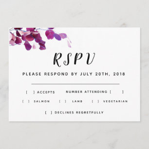 Invitation Réponse de mariage floral violet RSPV