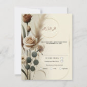 Invitation Réponse de mariage florale géométrique crème et mo (Devant)