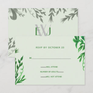 Invitation Réponse de mariage flore botanique monogramme