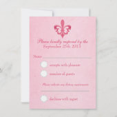 Invitation Réponse de mariage formel Fleur De Lis rose (Dos)