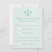 Invitation Réponse de mariage formel Fleur De Lis vert menthe (Dos)
