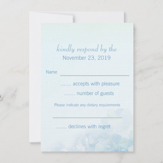 Invitation Réponse de mariage formel floral Hydrangea (Dos)