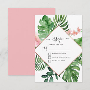 Invitation Réponse de mariage géométrique à l'aquarelle de pa