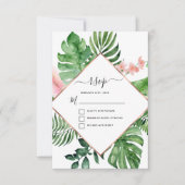 Invitation Réponse de mariage géométrique à l'aquarelle de pa (Devant)