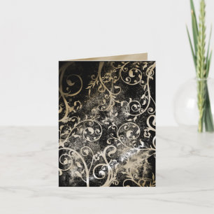 Invitation Réponse de mariage gothique grunge damassé en détr