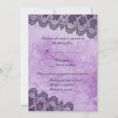 Invitation Réponse de mariage gothique violet à dentelle noir (Devant)