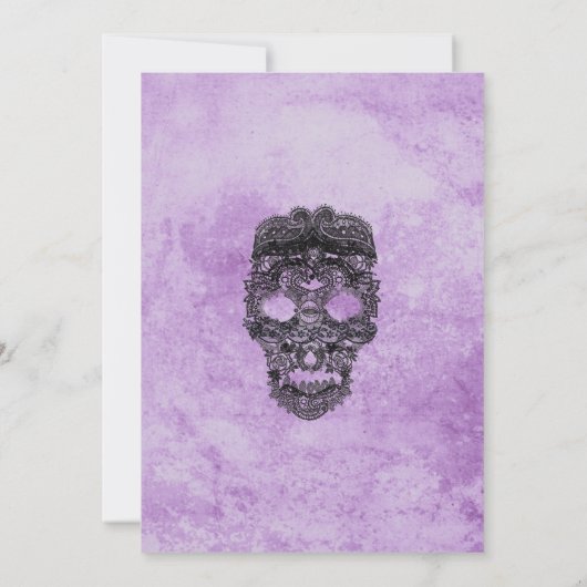 Invitation Réponse de mariage gothique violet à dentelle noir (Dos)