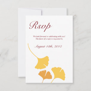 Invitation Réponse de mariage marron feuilles de ginkgo tomba