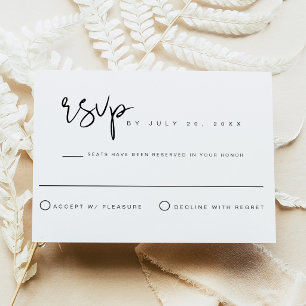 Invitation Réponse de mariage minimaliste moderne noir et bla