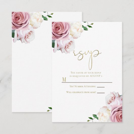 Invitation Réponse de mariage moderne avec verdure florale de (Devant / Derrière)
