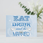 Invitation Réponse de mariage moderne bleu (Debout devant)