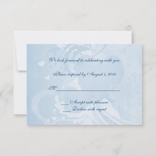 Invitation Réponse de mariage moderne bleu (Dos)