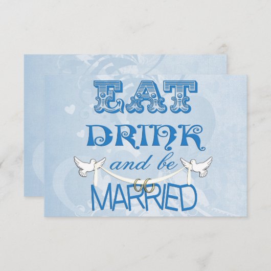 Invitation Réponse de mariage moderne bleu (Devant / Derrière)