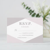Invitation Réponse de mariage moderne géométrique rose blanc (Debout devant)
