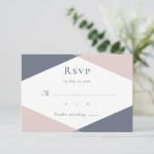 Invitation Réponse de mariage moderne monogramme géométrique (Debout devant)