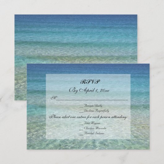 Invitation Réponse de mariage moderne sur la plage tropicale (Devant / Derrière)