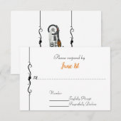 Invitation Réponse de mariage moto et cœurs (Devant / Derrière)